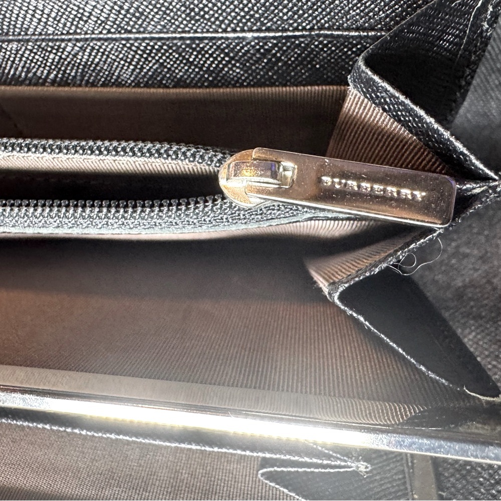 Burberry Black Saffiano Leather Continental Wallet Plaid Interior Rare - Picture 13 of 14